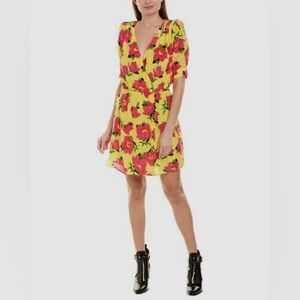 The Kooples Pivoine In Love Floral Yellow Pink Dress